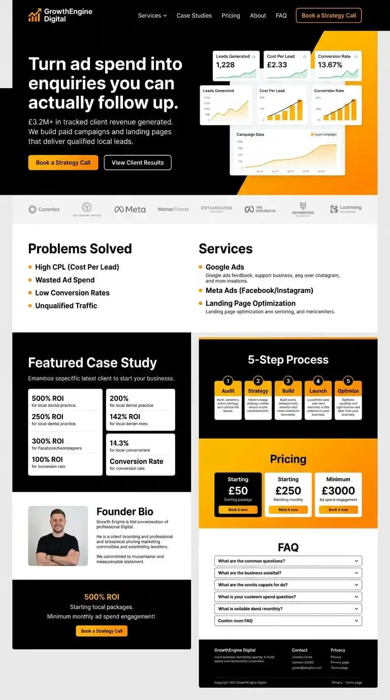 GrowthEngine Digital marketing agency website mockup
